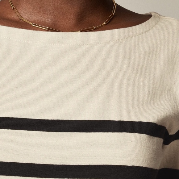 NWT! J. CREW Classic Mariner Cloth Boatneck T-Shirt Striped Natural Navy Blue 3X - Picture 6 of 16